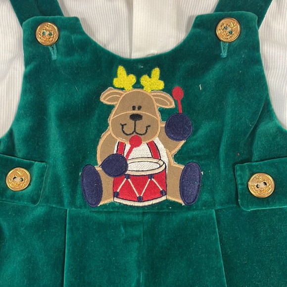 Vintage Green Shortall Romper Set 6-9 Months USA - Picture 2 of 6